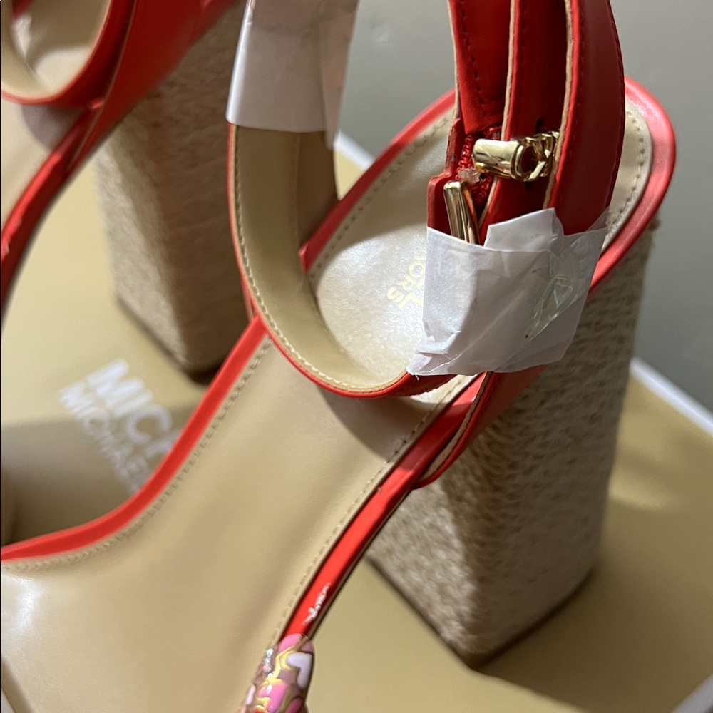 NIB Michael Kors Spiced Coral Ashton Platform Heels with Dust Bag - Picture 12 of 15